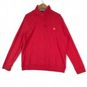 Chaps Sweatshirt Mens XL Red Quarter Zip Pullover Cotton Blend Preppy Minimalist